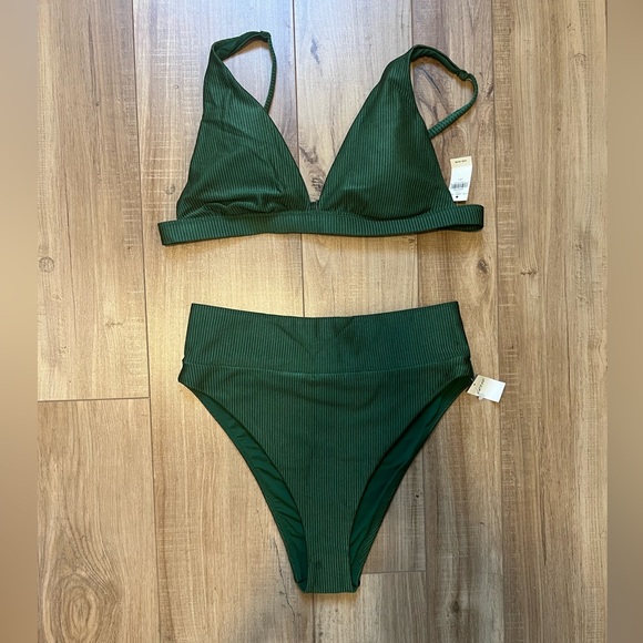 aerie Other - Aerie shiny green high waisted bikini set